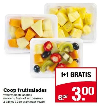 Aanbiedingen Coop fruitsalades - Huismerk - Coop - Geldig van 27/07/2015 tot 02/08/2015 bij Coop