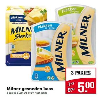 Aanbiedingen Milner gesneden kaas - Milner - Geldig van 27/07/2015 tot 02/08/2015 bij Coop
