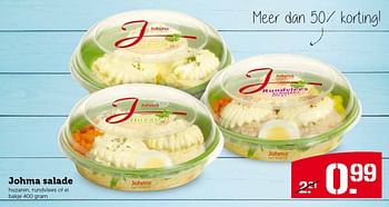Aanbiedingen Johma salade huzaren, rundvlees of ei bakje - Johma - Geldig van 27/07/2015 tot 02/08/2015 bij Coop