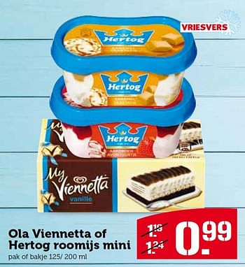 Aanbiedingen Ola viennetta of hertog roomijs mini - Hertog - Geldig van 27/07/2015 tot 02/08/2015 bij Coop