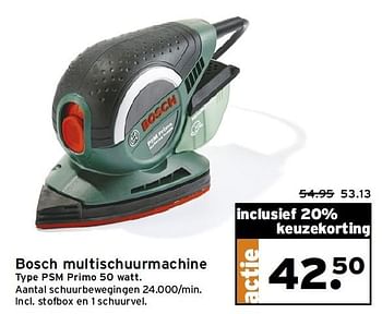 Aanbiedingen Bosch multischuurmachine psm primo 50 watt - Bosch - Geldig van 27/07/2015 tot 02/08/2015 bij Gamma