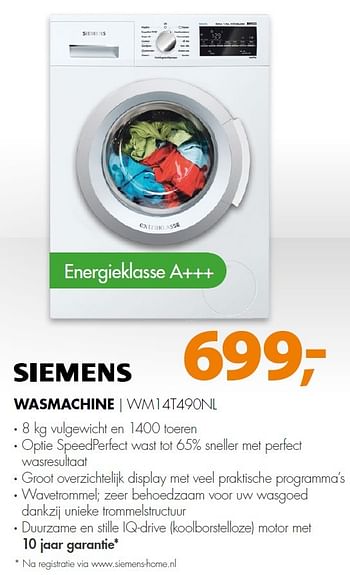 Aanbiedingen Siemens wasmachine wm14t490nl - Siemens - Geldig van 27/07/2015 tot 02/08/2015 bij Expert