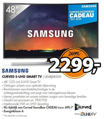 Aanbiedingen Samsung curved s-uhd smart tv ue48js8500 - Samsung - Geldig van 27/07/2015 tot 02/08/2015 bij Expert