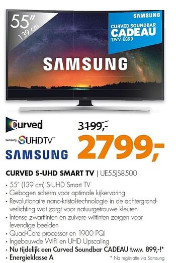 Aanbiedingen Samsung curved s-uhd smart tv ue55js8500 - Samsung - Geldig van 27/07/2015 tot 02/08/2015 bij Expert