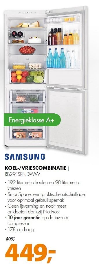 Aanbiedingen Samsung koel-vries combinatie rb29fsrndww - Samsung - Geldig van 27/07/2015 tot 02/08/2015 bij Expert