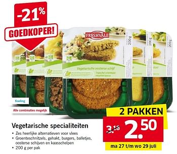 Aanbiedingen Vegetarische specialiteiten - Freshvale - Geldig van 27/07/2015 tot 02/08/2015 bij Lidl