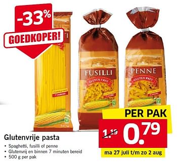 Aanbiedingen Glutenvrije pasta - Huismerk - Lidl - Geldig van 27/07/2015 tot 02/08/2015 bij Lidl