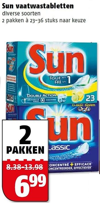 Aanbiedingen Sun vaatwastabletten - Sun - Geldig van 27/07/2015 tot 02/08/2015 bij Poiesz