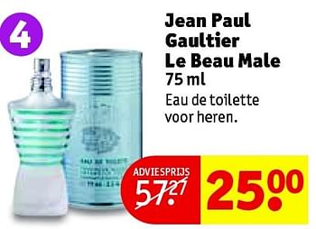 Aanbiedingen Jean paul gaultier le beau male - Jean Paul Gaultier - Geldig van 28/07/2015 tot 02/08/2015 bij Kruidvat