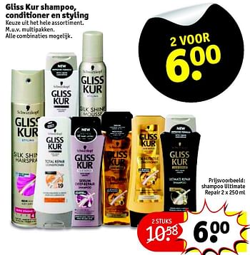 Aanbiedingen Gliss kur shampoo, conditioner en styling - Gliss Kur - Geldig van 28/07/2015 tot 02/08/2015 bij Kruidvat