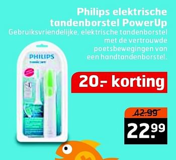 Aanbiedingen Philips elektrische tandenborstel powerup - Philips - Geldig van 28/07/2015 tot 02/08/2015 bij Trekpleister