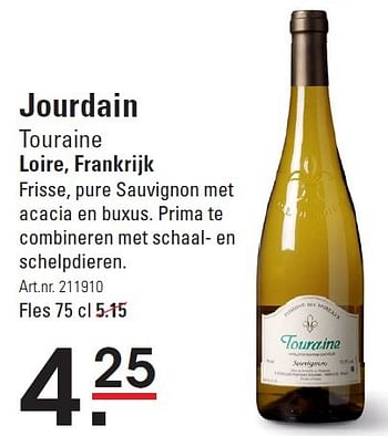 Aanbiedingen Jourdain touraine loire, frankrijk - Witte wijnen - Geldig van 16/07/2015 tot 03/08/2015 bij Sligro