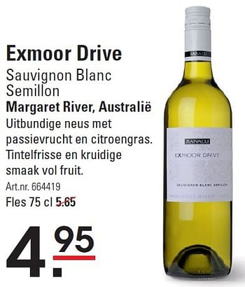 Aanbiedingen Exmoor drive sauvignon blanc semillon margaret river, australië - Witte wijnen - Geldig van 16/07/2015 tot 03/08/2015 bij Sligro