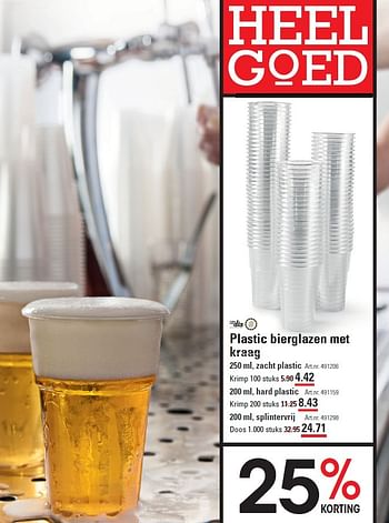 Aanbiedingen Plastic bierglazen met kraag - Takedis - Geldig van 16/07/2015 tot 03/08/2015 bij Sligro