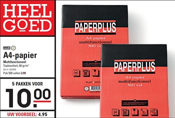 Aanbiedingen A4-papier multifunctioneel - PaperPlus - Geldig van 16/07/2015 tot 03/08/2015 bij Sligro