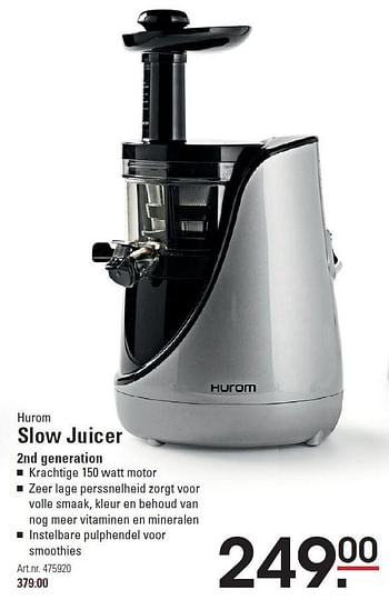 Aanbiedingen Hurom slow juicer 2nd generation - Hurom - Geldig van 16/07/2015 tot 03/08/2015 bij Sligro