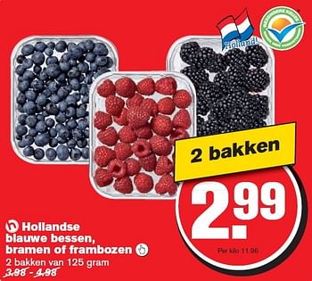Aanbiedingen Hollandse blauwe bessen, bramen of frambozen  - Huismerk - Hoogvliet - Geldig van 29/07/2015 tot 04/08/2015 bij Hoogvliet