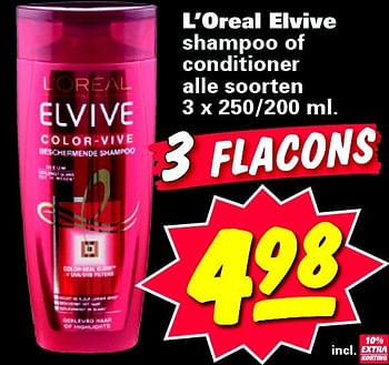 Aanbiedingen L`oreal elvive shampoo of conditioner - L'Oreal Paris - Geldig van 27/07/2015 tot 02/08/2015 bij Nettorama