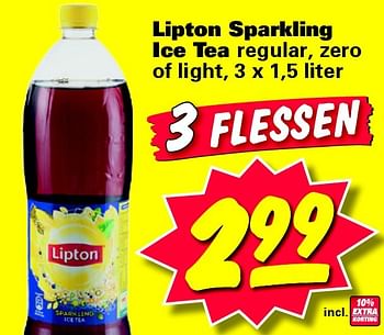 Aanbiedingen Lipton sparkling ice tea regular, zero of light - Lipton - Geldig van 27/07/2015 tot 02/08/2015 bij Nettorama