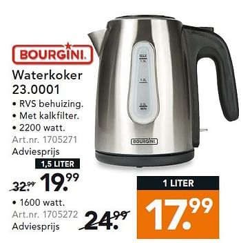 Aanbiedingen Bourgini waterkoker 23.0001 - Bourgini - Geldig van 27/07/2015 tot 05/08/2015 bij Blokker