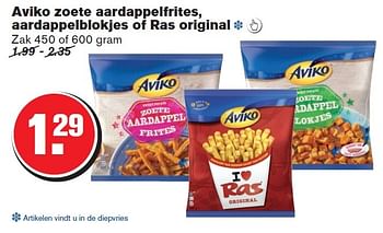 Aanbiedingen Aviko zoete aardappelfrites, aardappelblokjes of ras original - Aviko - Geldig van 29/07/2015 tot 04/08/2015 bij Hoogvliet