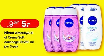 Aanbiedingen Nivea waterlily+oil of creme soft douchegel - Nivea - Geldig van 27/07/2015 tot 09/08/2015 bij Etos