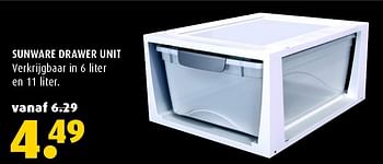 Aanbiedingen Sunware drawer unit - Sunware - Geldig van 27/07/2015 tot 09/08/2015 bij Hubo
