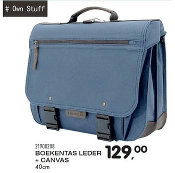 Aanbiedingen Boekentas leder + canvas - Own Stuff - Geldig van 04/08/2015 tot 08/09/2015 bij Supra Bazar