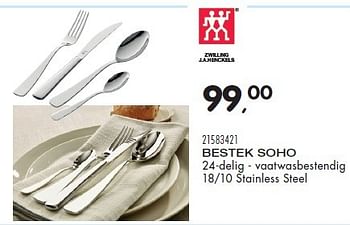 Aanbiedingen Bestek soho - Zwilling J.A Henckels - Geldig van 04/08/2015 tot 08/09/2015 bij Supra Bazar