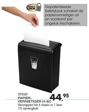 Aanbiedingen Papiervernietiger h-6c - Fellowes - Geldig van 04/08/2015 tot 08/09/2015 bij Supra Bazar