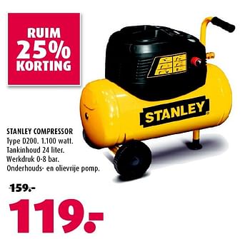 Aanbiedingen Stanley compressor d200 - Stanley - Geldig van 27/07/2015 tot 08/09/2015 bij Fixet