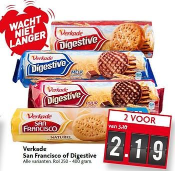 Aanbiedingen Verkade san francisco of digestive - Verkade - Geldig van 02/08/2015 tot 08/08/2015 bij Deka Markt