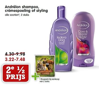 Aanbiedingen Andrélon shampoo, crèmespoeling of styling - Andrelon - Geldig van 02/08/2015 tot 08/08/2015 bij Em-té