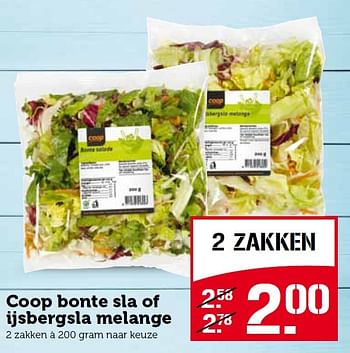 Aanbiedingen Coop bonte sla of ijsbergsla melange - Huismerk - Coop - Geldig van 03/08/2015 tot 09/08/2015 bij Coop