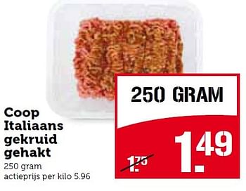 Aanbiedingen Coop italiaans gekruid gehakt - Huismerk - Coop - Geldig van 03/08/2015 tot 09/08/2015 bij Coop