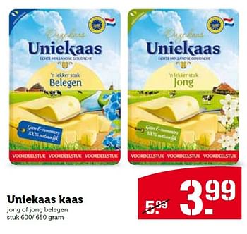 Aanbiedingen Uniekaas kaas jong of jong belegen - Uniekaas - Geldig van 03/08/2015 tot 09/08/2015 bij Coop