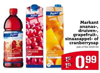 Aanbiedingen Markant ananas, druiven, grapefruit, sinaasappel of cranberrysap - Markant - Geldig van 03/08/2015 tot 09/08/2015 bij Coop