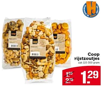 Aanbiedingen Coop rijstzoutjes - Huismerk - Coop - Geldig van 03/08/2015 tot 09/08/2015 bij Coop