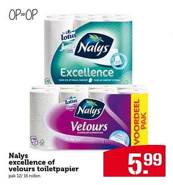 Aanbiedingen Nalys excellence of velours toiletpapier - Lotus Nalys - Geldig van 03/08/2015 tot 09/08/2015 bij Coop