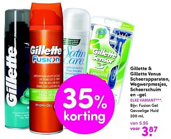 Aanbiedingen Gillette & gillette venus scheerapparaten, wegwerpmesjes, scheerschuim en -gel fusion gel gevoelige huid - Gillette - Geldig van 03/08/2015 tot 09/08/2015 bij da