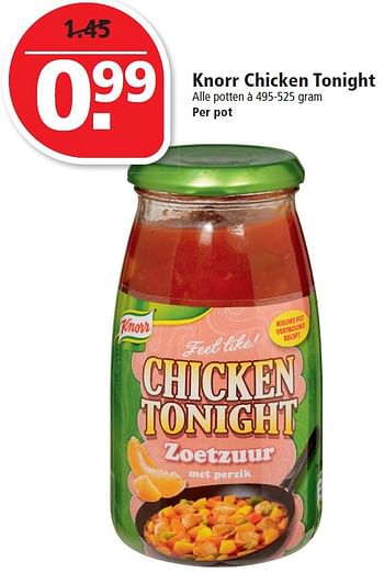 Aanbiedingen Knorr chicken tonight - Knorr - Geldig van 02/08/2015 tot 08/08/2015 bij Plus