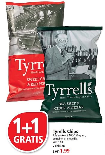 Aanbiedingen Tyrells chips - Tyrell's - Geldig van 02/08/2015 tot 08/08/2015 bij Plus