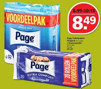 Aanbiedingen Page toiletpapier original of kussenzacht - Page - Geldig van 02/08/2015 tot 08/08/2015 bij Plus