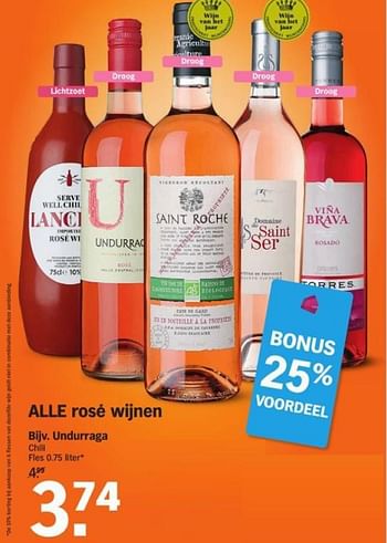 Aanbiedingen Undurraga - Rosé wijnen - Geldig van 03/08/2015 tot 09/08/2015 bij Albert Heijn