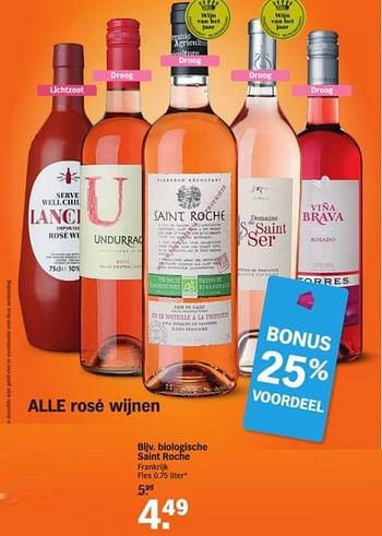 Aanbiedingen Biologische saint roche - Rosé wijnen - Geldig van 03/08/2015 tot 09/08/2015 bij Albert Heijn