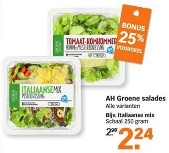 Aanbiedingen Ah groene salades italiaanse mix - Huismerk - Albert Heijn - Geldig van 03/08/2015 tot 09/08/2015 bij Albert Heijn