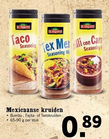 Aanbiedingen Mexicaanse kruiden - El Tequito - Geldig van 03/08/2015 tot 09/08/2015 bij Lidl