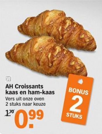 Aanbiedingen Ah croissants kaas en ham-kaas - Huismerk - Albert Heijn - Geldig van 03/08/2015 tot 09/08/2015 bij Albert Heijn