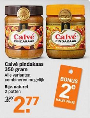 Aanbiedingen Calvé pindakaas naturel - Calve - Geldig van 03/08/2015 tot 09/08/2015 bij Albert Heijn