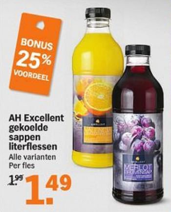 Aanbiedingen Ah excellent gekoelde sappen literflessen - Excellent - Geldig van 03/08/2015 tot 09/08/2015 bij Albert Heijn
